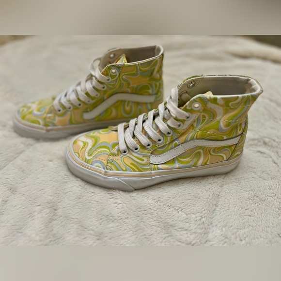 🛹 Vans Sk8-Hi Tapered Swirl Skate Shoes - Lime green, Blue, Yellow & White - Picture 3 of 8